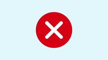 A red X symbol in a grey circle against a blue soft background. video