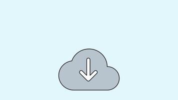 Download and upload file document from cloud animated footage looping in blue background video
