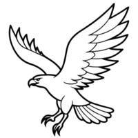 complete flying eagle, illustration line art vector