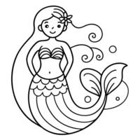 a simple coloring page drawing a sea marmeid with intricate pattems on its shell such as circles vector
