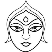 minimalistic outline of a lined eye of devi durga, illustration line art vector