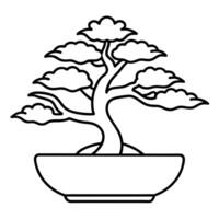 minimalist bonsai tree logo with intricate yet simple strokes, illustration line art vector