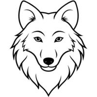 a white wolf head with white background, illustration line art vector
