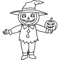 pumpkin scarecrow a scarecrow with a pumpkin head isolated on a transparent background, vector