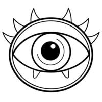 monsters eye isolated on a transparent background, illustration line art vector