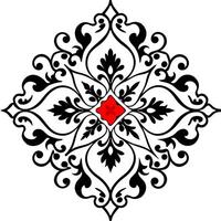 an image of a black and white floral pattern on a white background with a red, art panel for vector