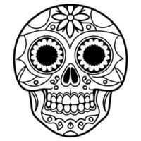 traditional calavera, ornate sugar skull isolated on white background the day of the dead symbol, vector