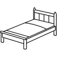 a wooden bed side view, illustration line art vector