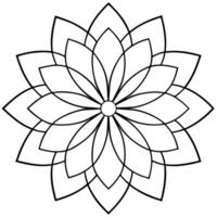 simplified mandalas with large petal shapes and bold, repetitive patterns, illustration line vector