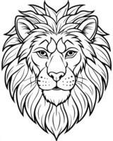 lion head art line, illustration line art vector