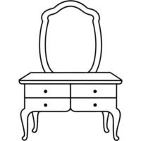 a dressing table, illustration line art vector
