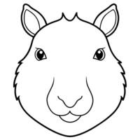 a capybara head with white background, illustration line art vector