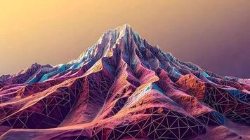Futuristic Digital Mountain Landscape with Vibrant Colors. A digital, low-poly mountain terrain in bright, colorful shades, blending technology with nature for a surreal visual effect. video