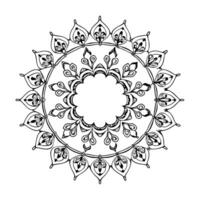 round ornament frame or circular pattern in form of mandala, illustration line art vector