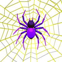 cyberspider on digital glowing web background purple 3d techno insect with yellow force field s vector