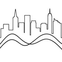 the pulse line in the view of the city, illustration line art vector