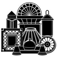 a silhouette image of a black filled set with a white background, illustration line vector