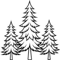 pine trees , illustration line art vector