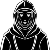 faceless thief alone in the dark, ai , scary, stranger, illustration line art vector