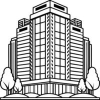 a stylized representation of a tall, modern office building, illustration line art vector