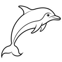 a playful dolphin leaping out of the water, represented by smooth, flowing lines, vector