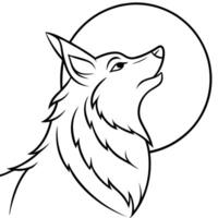 a poised wolf howling at the moon, with its fur made of angular, sharp lines for a bold effect, vector