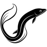 a premium eel fish silhouette style with withe background, illustration line art vector