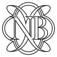 thin monogram of n b, illustration line art vector