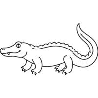 crocodile line art illustration one white background, illustration line art vector
