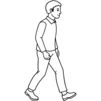 man playing image walking background white, illustration line art vector