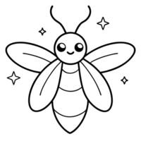 a drawing of a simple cute glow cosmetics firefly, illustration line art vector