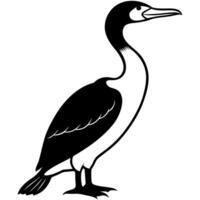 an image of cormorant silhouette with a white background, illustration line art vector