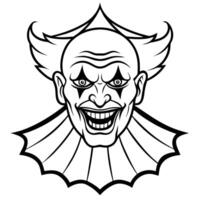 evil clown face portrait of scary spooky clown monster from horror movie with vintage circus on vector