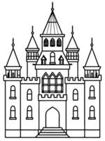 a french chateau with turrets and intricate detailing, illustration line art vector