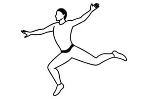 silhouette of a man jumping style with white background, illustration line art vector