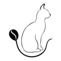 the silhouette of a cat bent in such a way that its body and tail form the contour of a coffee bean vector