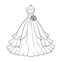 a pencil sketch style, high contrast black and white line drawing of an elegant ball gown the gown vector