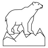 polar bear on iceberg with minimalist look, illustration line art vector