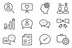 15 deferent result stroke icon collections containing feedback, opinion, questionnaire, poll, vector