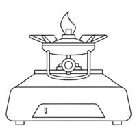 gas camping burner, illustration line art vector