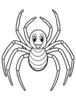 sweet spider, line drawing, simple line art, coloring page style, white background, vector