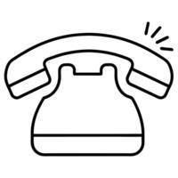 a image of a telephone calling icon with a white background, illustration line art vector