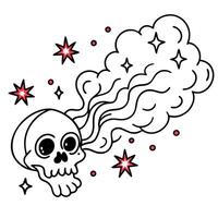 red smoke with skull in smoke and shiny glitter particles abstract background, ai, vector