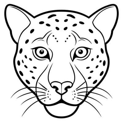 a amur leopard head with white background, illustration line art