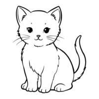 there is a little kitten, illustration line art vector