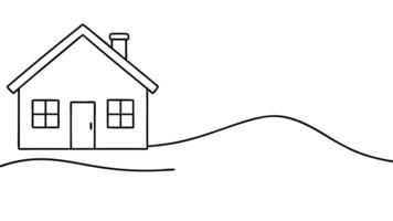continuous line simple houseone line drawing of housing, real estate, propertysingle line vector
