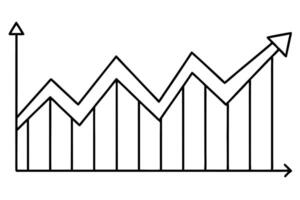 stock market graphs on white background, illustration line art vector