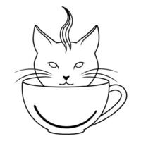 the main part of the logo is an image of a cat, made in a minimalistic style the contour of the cat vector