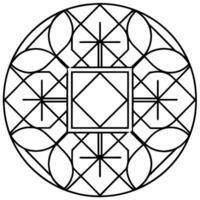 a pattern of overlapping circles, triangles, and squares with thick lines, illustration line vector