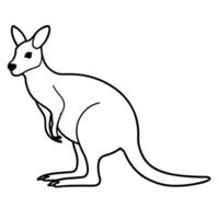 kangaroo silhouette with white background, illustration line art vector